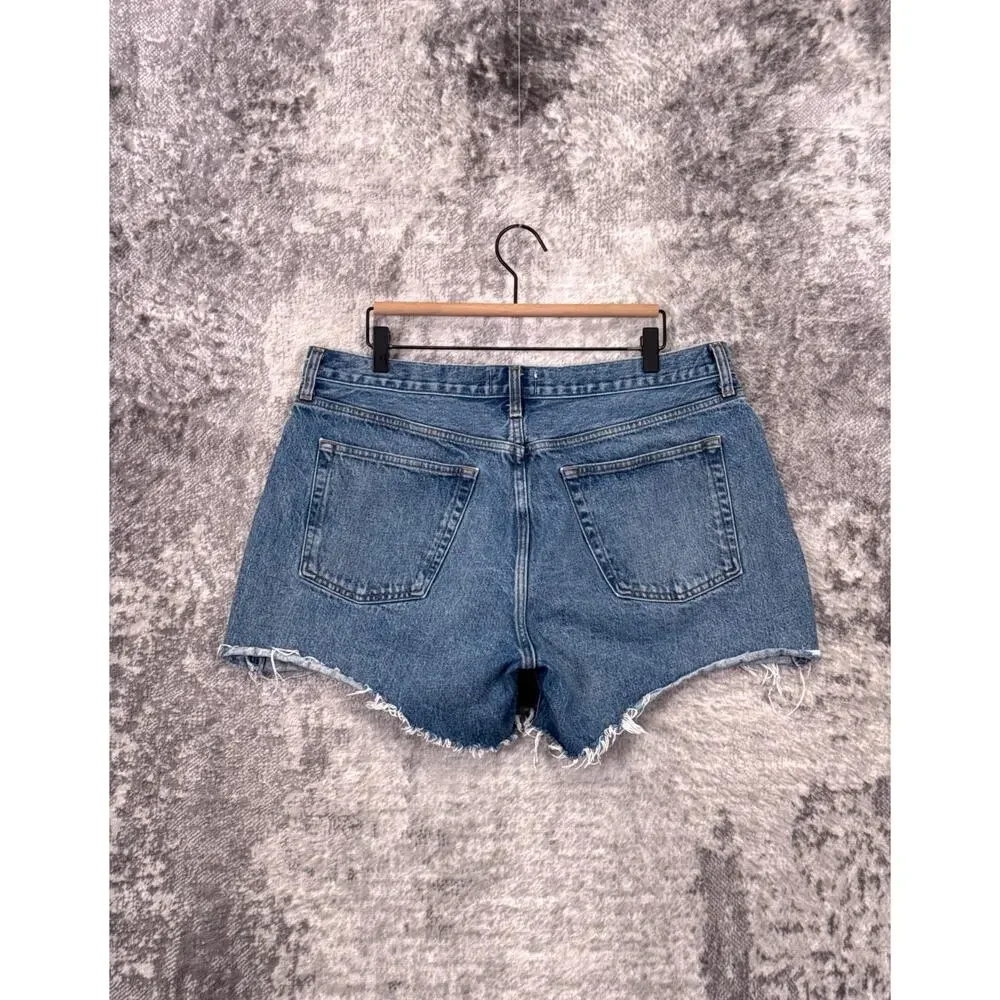 AGOLDE Parker Long Jean Shorts 32 Womens Cut Off Denim